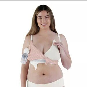 Bravado Clip and Pump Hand Free Nursing Bra, Small, Pink Leopard, New